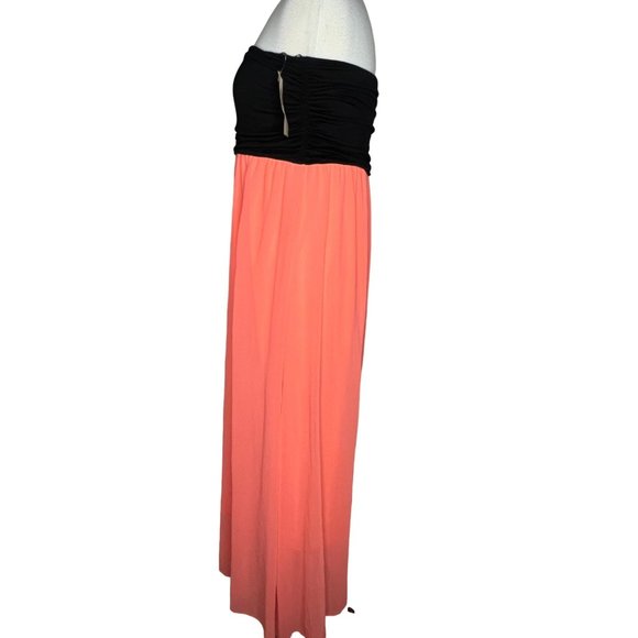 NYMPHE Maxi A-Line Women's Dress Black Top Orange Skirt Layered - Picture 3 of 12